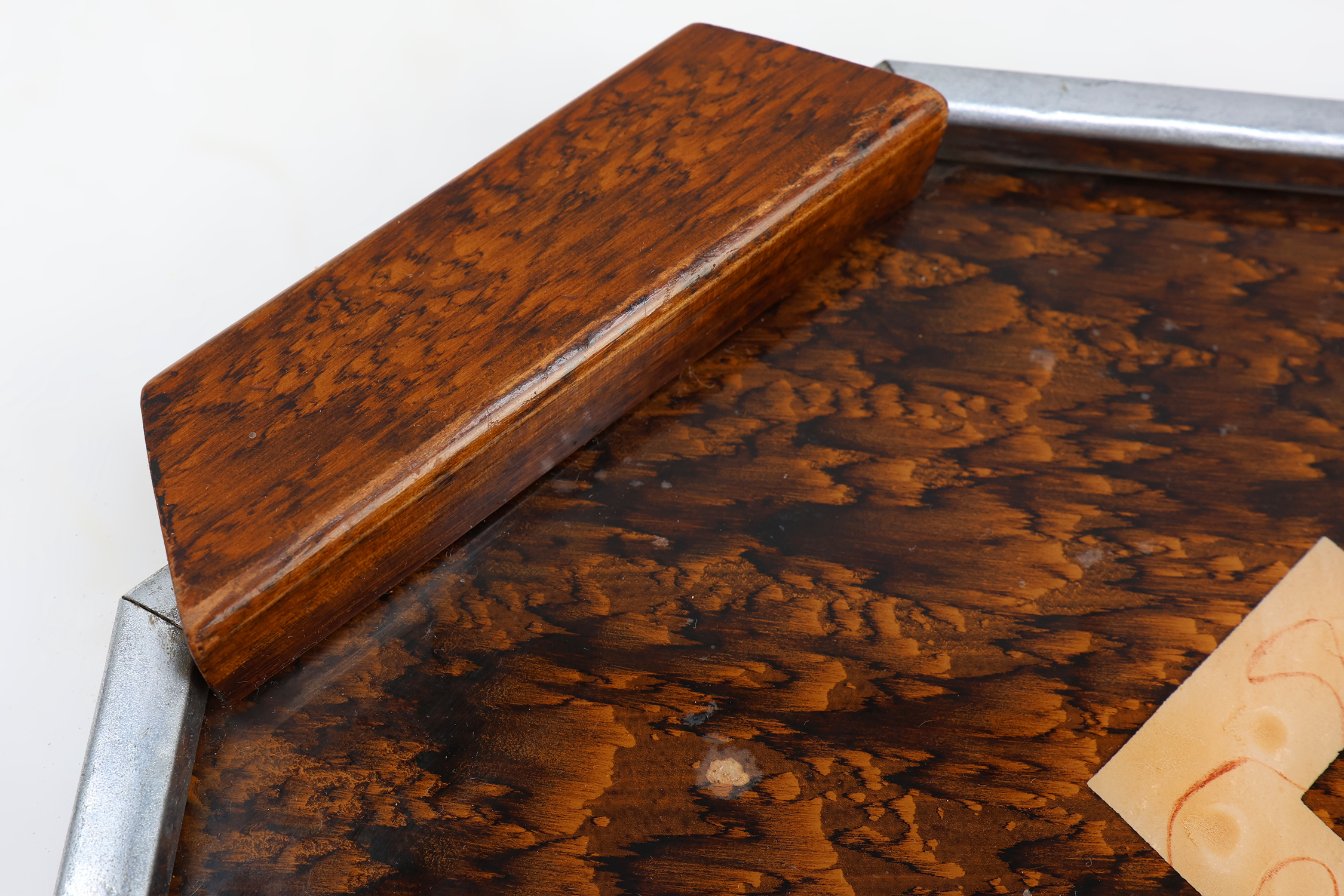 Art Deco Whiskey Tray in Metal and Wood, Belgium 1920sthumbnail